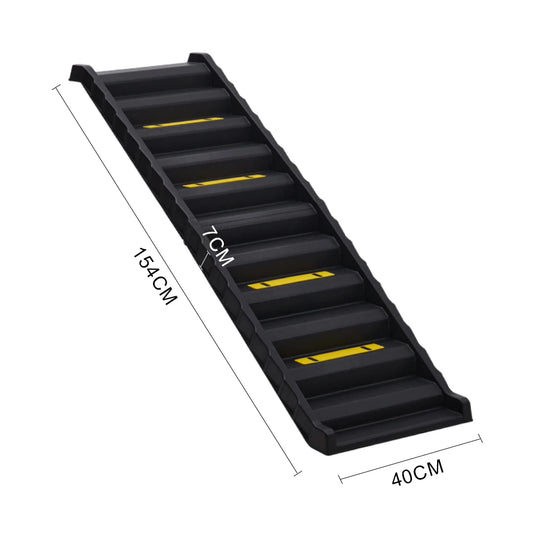 Folding Portable Dog Pet Stairs Ramp Black, 40Cm W X 154Cm D X 7Cm H